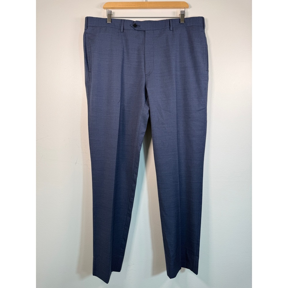 Brooks Brothers Mens 40x32 Regent Fit Blue Micro Check Lambswool Dress Pants - Picture 1 of 7